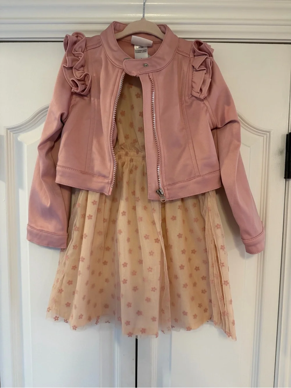 Girls floral printed dress with matching jacket